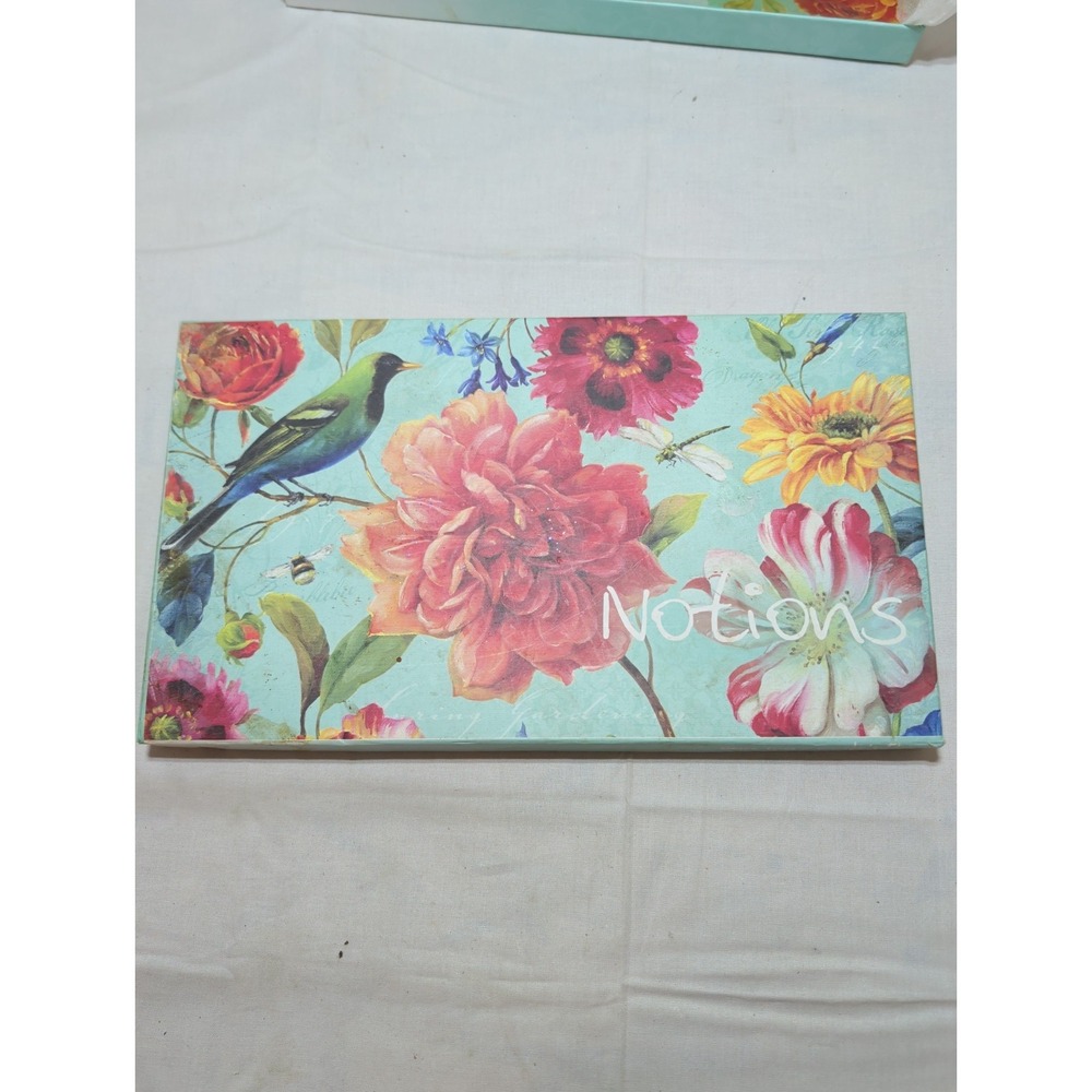 Notions Jade Flower Glass Tray Candle Garden 13.5" X 7.5" Bird Floral Pattern